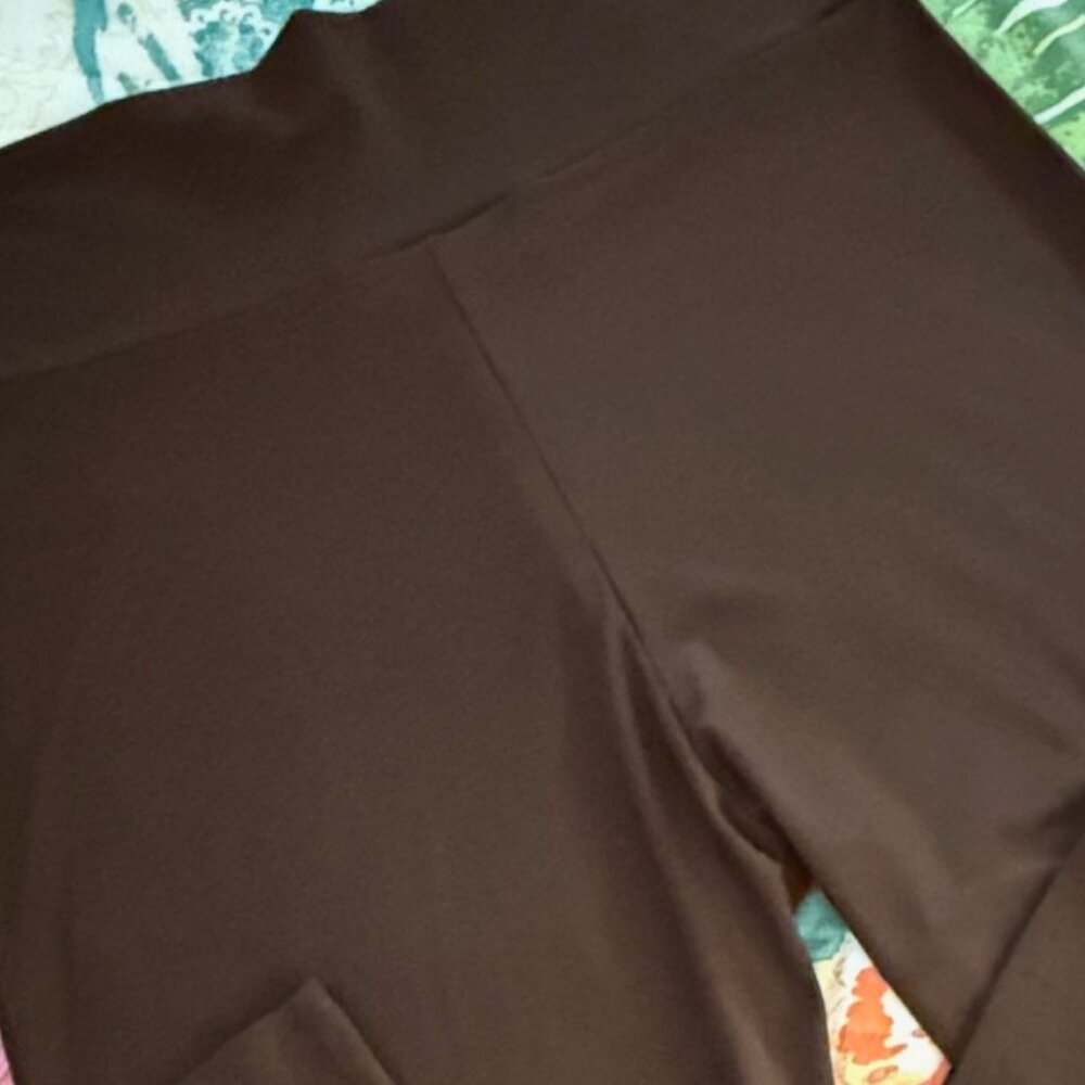 Pyramid Collection Stretch Palazzo Wide Leg Pants Brown Sz L - Picture 7 of 8